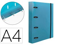 Carpeta con recambio liderpapel a4 cuadro 5mm 100 hojas 80g polipropileno 4 anillas mixtas 25mm celeste