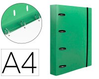 Carpeta con recambio liderpapel a4 cuadro 5mm 100 hojas 80g polipropileno 4 anillas 25mm color verde
