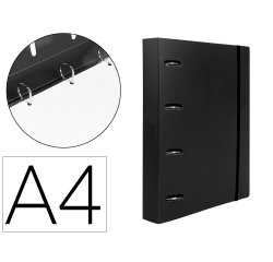 Carpeta con recambio liderpapel a4 cuadro 5mm 100 hojas 80g polipropileno 4 anillas 40mm negro opaco