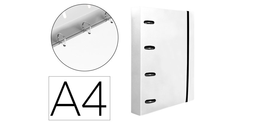 Carpeta con recambio liderpapel a4 cuadro 5mm 100 hojas 80g polipropileno 4 anillas 40mm transparente