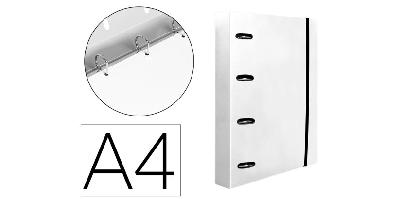 Carpeta con recambio liderpapel a4 cuadro 5mm 100 hojas 80g polipropileno 4 anillas 40mm transparente