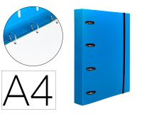 Carpeta con recambio liderpapel a4 cuadro 5mm 100 hojas 80g polipropileno 4 anillas 40mm azul translucido