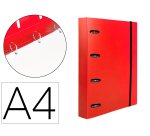Carpeta con recambio liderpapel a4 cuadro 5mm 100 hojas 80g polipropileno 4 anillas 40mm rojo translucido