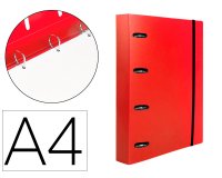 Carpeta con recambio liderpapel a4 cuadro 5mm 100 hojas 80g polipropileno 4 anillas 40mm rojo translucido