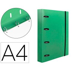 Carpeta con recambio liderpapel a4 cuadro 5mm 100 hojas 80g polipropileno 4 anillas 40mm verde translucido