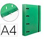 Carpeta con recambio liderpapel a4 cuadro 5mm 100 hojas 80g polipropileno 4 anillas 40mm verde translucido