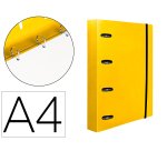 Carpeta con recambio liderpapel a4 cuadro 5mm 100 hojas 80g polipropileno 4 anillas 40mm amarillo fluor