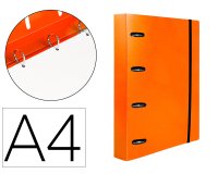 Carpeta con recambio liderpapel a4 cuadro 5mm 100 hojas 80g polipropileno 4 anillas 40mm naranja fluor
