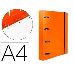Carpeta con recambio liderpapel a4 cuadro 5mm 100 hojas 80g polipropileno 4 anillas 40mm naranja fluor