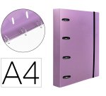 Carpeta con recambio liderpapel a4 cuadro 5mm 100 hojas 80g polipropileno 4 anillas 40mm lavanda opaco