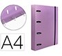 Carpeta con recambio liderpapel a4 cuadro 5mm 100 hojas 80g polipropileno 4 anillas 40mm lavanda opaco