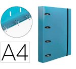 Carpeta con recambio liderpapel a4 cuadro 5mm 100 hojas 80g polipropileno 4 anillas 40mm celeste opaco