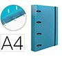 Carpeta con recambio liderpapel a4 cuadro 5mm 100 hojas 80g polipropileno 4 anillas 40mm celeste opaco