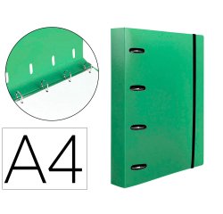 Carpeta con recambio liderpapel a4 cuadro 5mm 100 hojas 80g polipropileno 4 anillas 40mm verde manzana