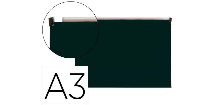 Carpeta dossier liderpapel a3 cierre de cremallera negro opaco