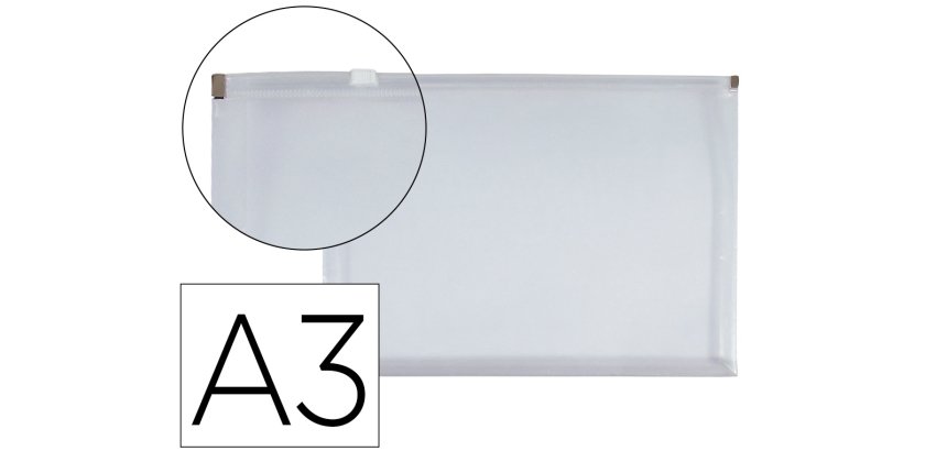 Carpeta dossier liderpapel a3 cierre de cremallera transparente