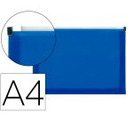 Carpeta dossier liderpapel a4 cierre de cremallera azul translucido