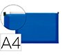 Carpeta dossier liderpapel a4 cierre de cremallera azul translucido