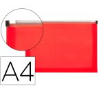 Carpeta dossier liderpapel a4 cierre de cremallera rojo translucido