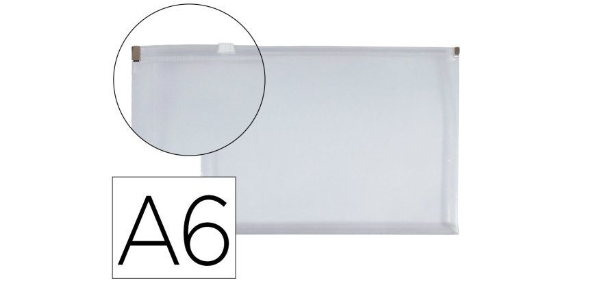 Carpeta dossier liderpapel a6 cierre de cremallera transparente
