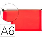Carpeta dossier liderpapel a6 cierre de cremallera rojo translucido
