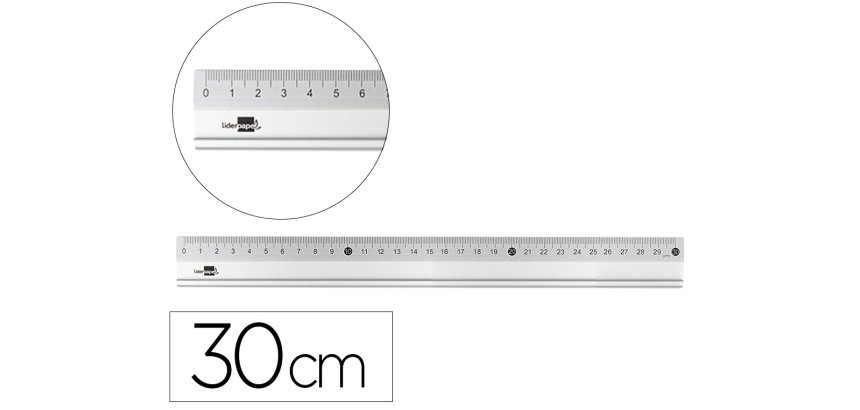 Regla liderpapel metalica aluminio 30 cm