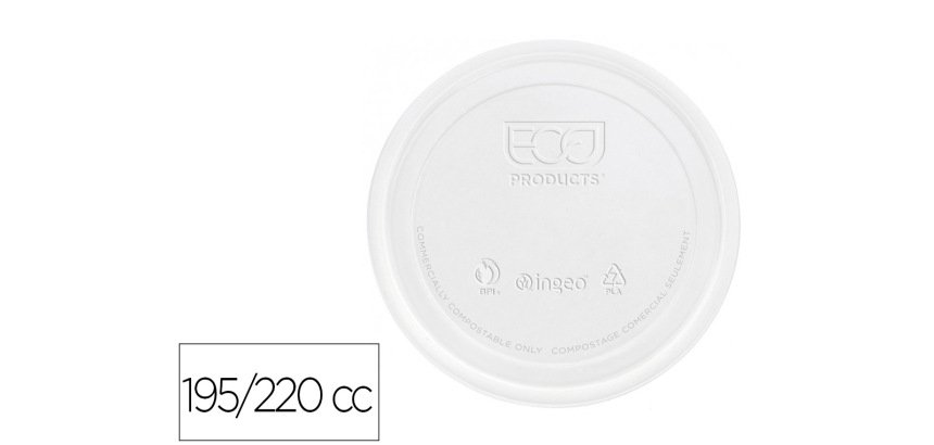 Tapa de plastico biodegradable para vaso de 195/220 cc paquete de 100 unidades