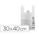 Bolsa camiseta reciclada 70% blanca 50 mc 30x40 cm apta legislacion de bolsas 2021