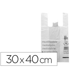 Bolsa camiseta reciclada 70% blanca 50 mc 30x40 cm apta legislacion de bolsas 2021