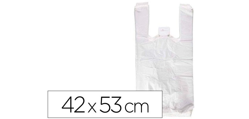 Bolsa camiseta reciclada 70% blanca 50 mc 42x53 cm apta legislacion de bolsas 2021