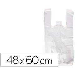 Bolsa camiseta reciclada 70% blanca 50 mc 48x60 cm apta legislacion de bolsas 2021