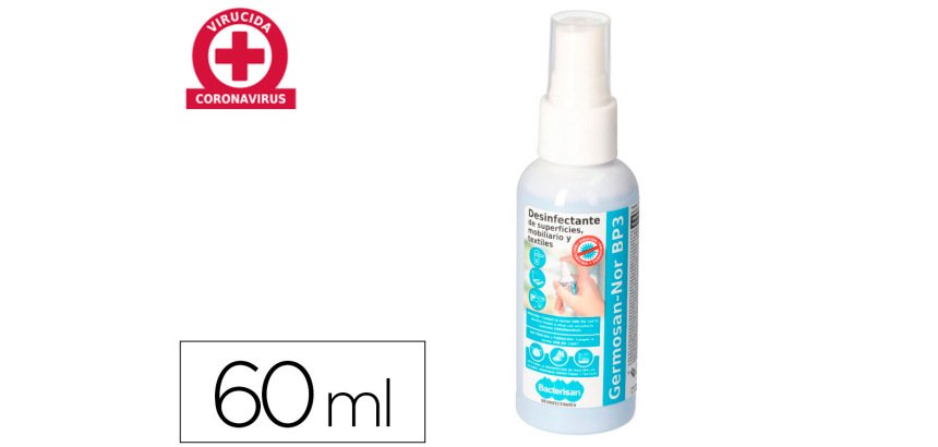 Limpiador higienizante desinfectante germosan bp3 para superficies y mobiliario bote pulverizador 60 ml