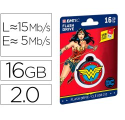 Memoria usb emtec flash 16 gb usb 2.0 collector wonder woman