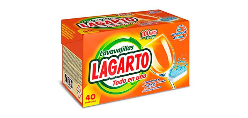 Pastilla lavavajillas lagarto todo en uno abrillanta desincrusta y protege sin prelavado caja de 40 unidades