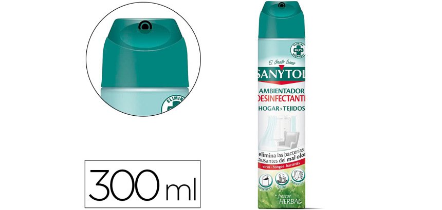 Ambientador sanytol desinfectante para hogar y tejidos spray bote de 300 ml