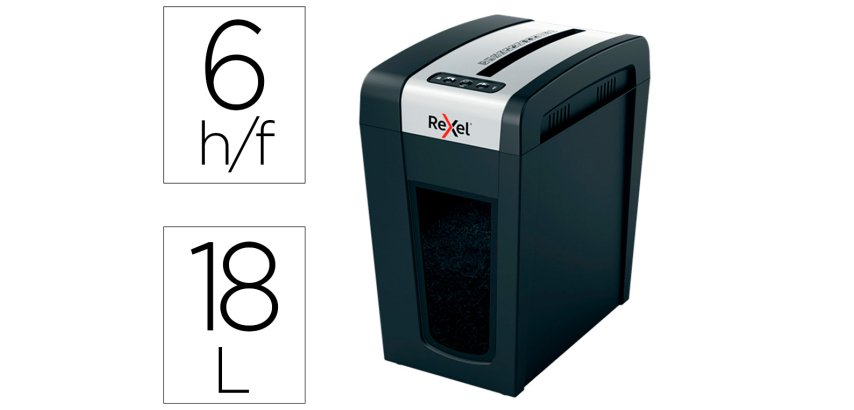 Destructora de documentos rexel secure mc6-sl eu capacidad 6 hojas grapas clips tarjetas y cd 18 l