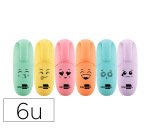 Rotulador liderpapel mini fluorescente pastel punta biselada estuche de 6 unidades colores surtidos