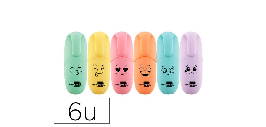 Rotulador liderpapel mini fluorescente pastel punta biselada estuche de 6 unidades colores surtidos