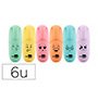 Rotulador liderpapel mini fluorescente pastel punta biselada estuche de 6 unidades colores surtidos
