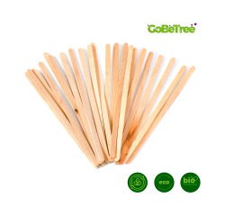 Paletina agitadora de madera 14 cm para el cafe con funda individual bolsa de 1000 unidades