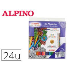 Set de dibujo alpino color experience 24 lapices de colores y libro de 120 mandalas