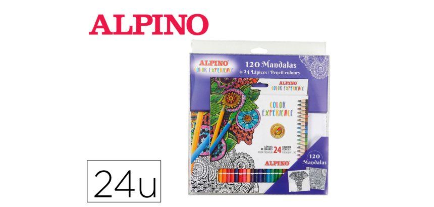 Set de dibujo alpino color experience 24 lapices de colores y libro de 120 mandalas
