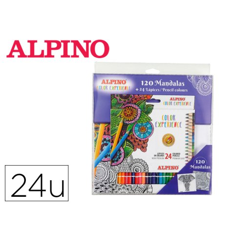 Set de dibujo alpino color experience 24 lapices de colores y libro de 120 mandalas