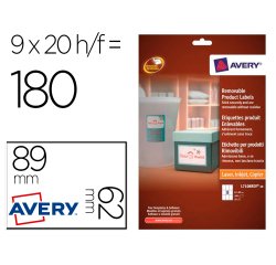 Etiqueta adhesiva avery removible para impresora laser inyeccion tinta fotocopiadora blanca 62x89 mm