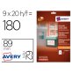 Etiqueta adhesiva avery removible para impresora laser inyeccion tinta fotocopiadora blanca 62x89 mm