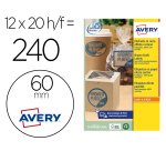 Etiqueta adhesiva avery kraft efecto carton redonda 60 mm removible para laser ink-jet caja de 300 unidades