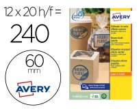 Etiqueta adhesiva avery kraft efecto carton redonda 60 mm removible para laser ink-jet caja de 300 unidades
