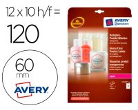 Etiqueta adhesiva avery brillante invisible redonda laser 60 mm caja de 120 unidades