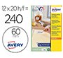 Etiqueta adhesiva avery blanca redonda removible para laser ink-jet fotocopiadora 60 mm caja de 240 unidades