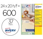 Etiqueta adhesiva avery blanca redonda removible para laser ink-jet fotocopiadora 37 mm caja de 600 unidades